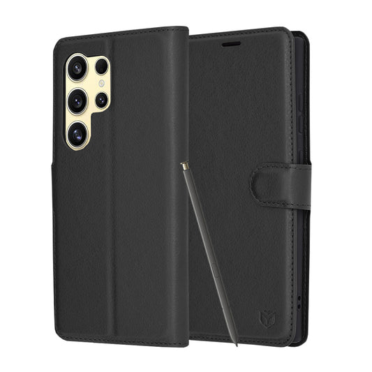 Калъф за Samsung Galaxy S24 Ultra S928, Techsuit, кожен портфейл, черен