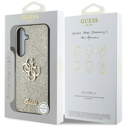 Калъф за Samsung Galaxy S25+ S936, Guess, Glitter Big 4G Script, Златист