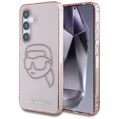 Калъф за Samsung Galaxy S25 S931, Karl Lagerfeld, IML Rhinestones Karl's Head, Розов