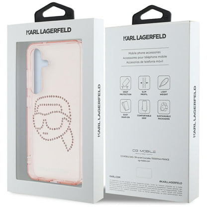 Калъф за Samsung Galaxy S25 S931, Karl Lagerfeld, IML Rhinestones Karl's Head, Розов