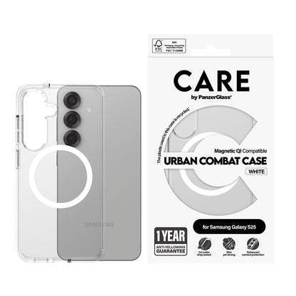 Калъф за Samsung Galaxy S25 S931, PanzerGlass, Care Urban Combat, Прозрачен Бял
