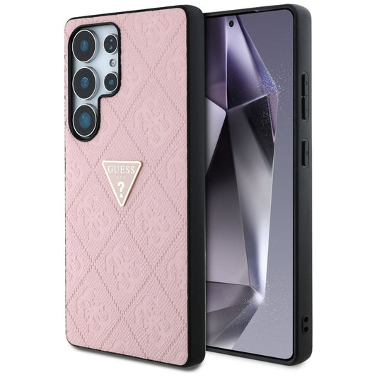Калъф за Samsung Galaxy S25 Ultra S938, Guess, Grained Hot Stamp 4G Triangle, Розов