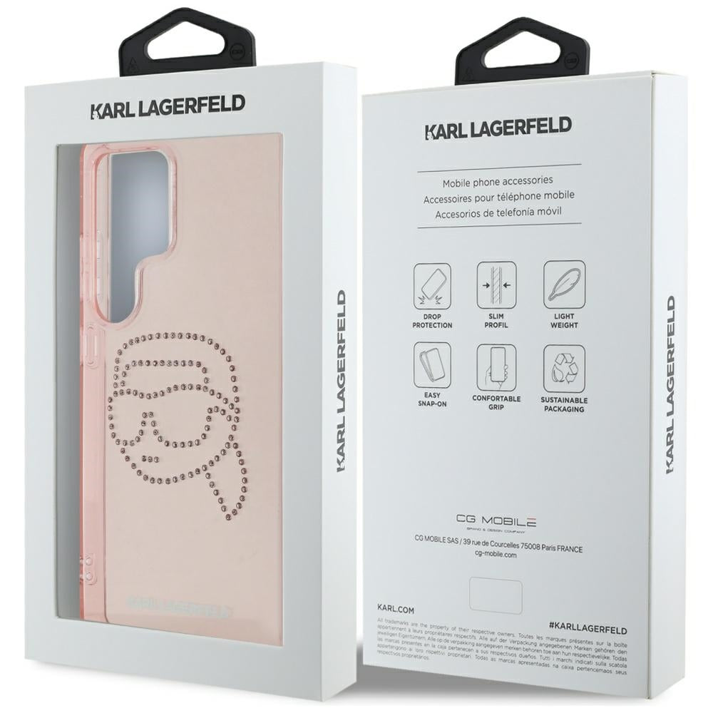 Калъф за Samsung Galaxy S25 Ultra S938, Karl Lagerfeld, IML Luxury Karl's Head, Розов