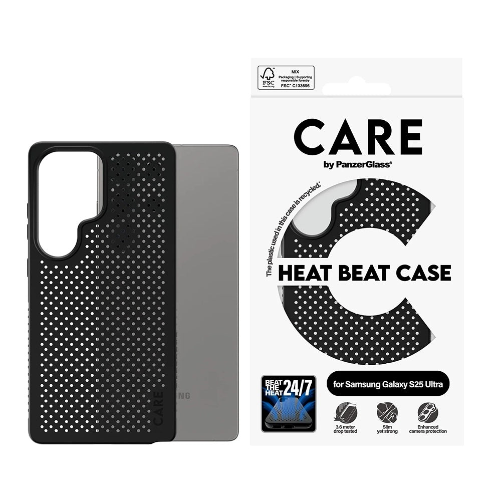 Калъф за Samsung Galaxy S25 Ultra S938, PanzerGlass, Care Feature Heat Beat, Черен