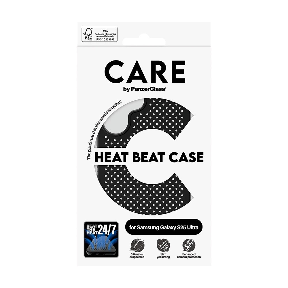 Калъф за Samsung Galaxy S25 Ultra S938, PanzerGlass, Care Feature Heat Beat, Черен