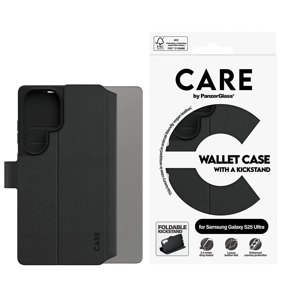 Калъф за Samsung Galaxy S25 Ultra S938, PanzerGlass, с функция за поставка и портфейл, черен