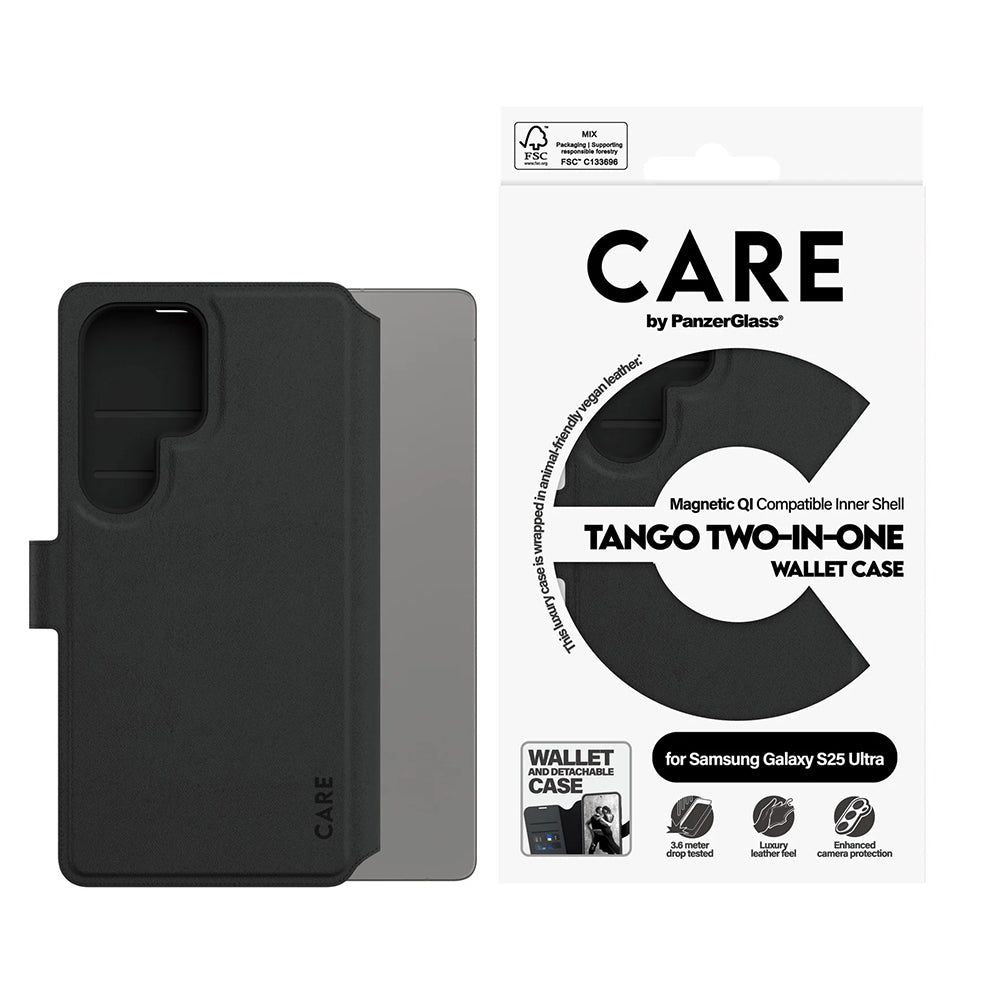 Калъф за Samsung Galaxy S25 Ultra S938, PanzerGlass, Care Feature Tango Two-in-One, Черен