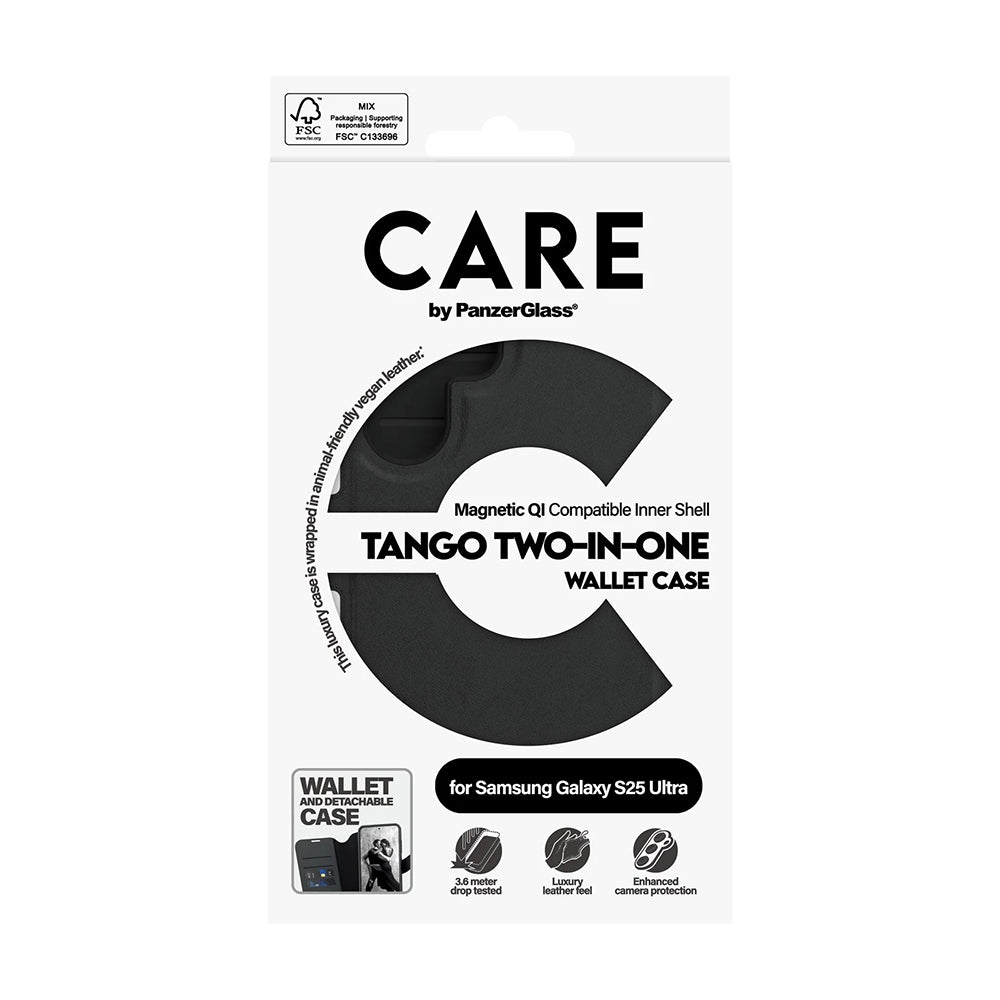 Калъф за Samsung Galaxy S25 Ultra S938, PanzerGlass, Care Feature Tango Two-in-One, Черен