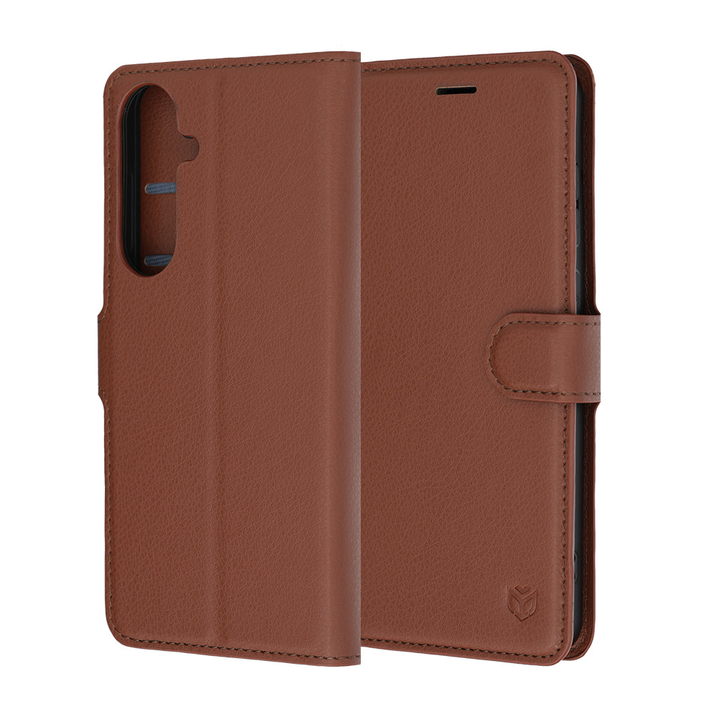 Case for Samsung Galaxy S26 FE / S25 FE, Techsuit, Leather Folio, Brown