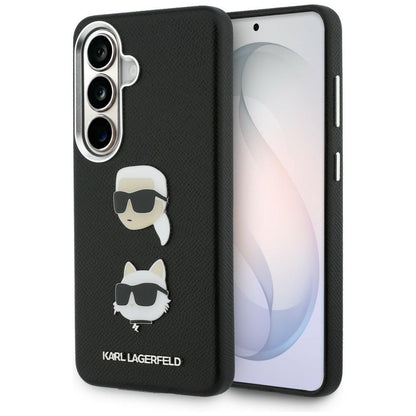 Калъф за Samsung Galaxy S26 Plus S947, Karl Lagerfeld, Saffiano Karl & Choupette's Head Pin, Черен