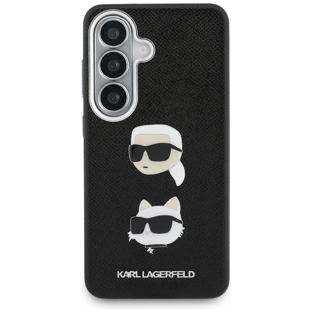 Калъф за Samsung Galaxy S26 Plus S947, Karl Lagerfeld, Saffiano Karl & Choupette's Head Pin, Черен