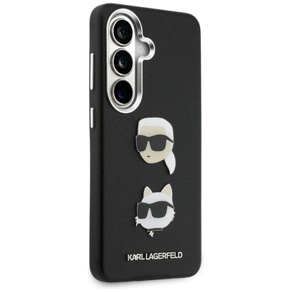 Калъф за Samsung Galaxy S26 Plus S947, Karl Lagerfeld, Saffiano Karl & Choupette's Head Pin, Черен
