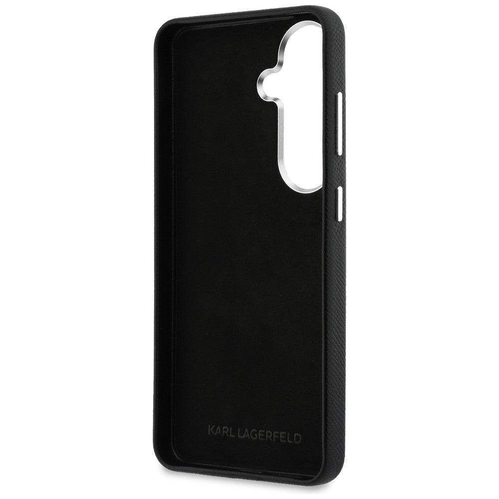 Калъф за Samsung Galaxy S26 Plus S947, Karl Lagerfeld, Saffiano Karl & Choupette's Head Pin, Черен