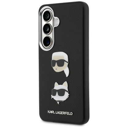 Калъф за Samsung Galaxy S26 Plus S947, Karl Lagerfeld, Saffiano Karl & Choupette's Head Pin, Черен