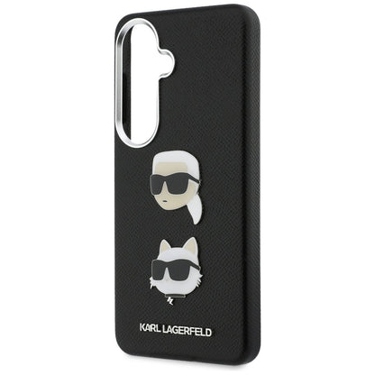Калъф за Samsung Galaxy S26 Plus S947, Karl Lagerfeld, Saffiano Karl & Choupette's Head Pin, Черен