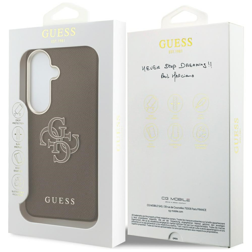 Калъф за Samsung Galaxy S26 S942, Guess, 4G Grained Big and Classic Logo, Кафяв