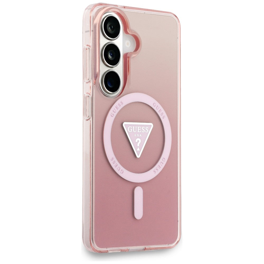 Калъф MagSafe за Samsung Galaxy S26 S942, Guess, IML Gradient Triangle Logo, Розов