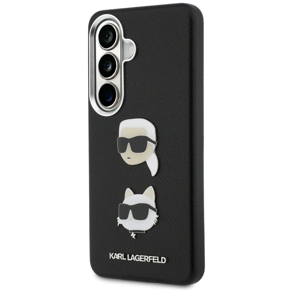 Case for Samsung Galaxy S26 S942, Karl Lagerfeld, Saffiano Karl & Choupette's Head Pin, Black