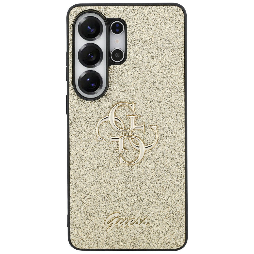 Case for Samsung Galaxy S26 Ultra S948, Guess, Fixed Glitter Big 4G Metal Frame, Gold