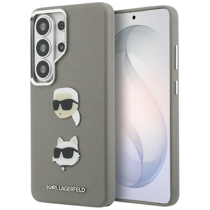 Калъф за Samsung Galaxy S26 Ultra S948, Karl Lagerfeld, Saffiano Karl & Choupette's Head Pin, Сив