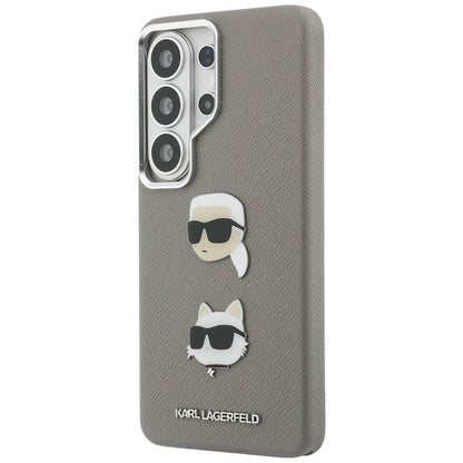 Калъф за Samsung Galaxy S26 Ultra S948, Karl Lagerfeld, Saffiano Karl & Choupette's Head Pin, Сив