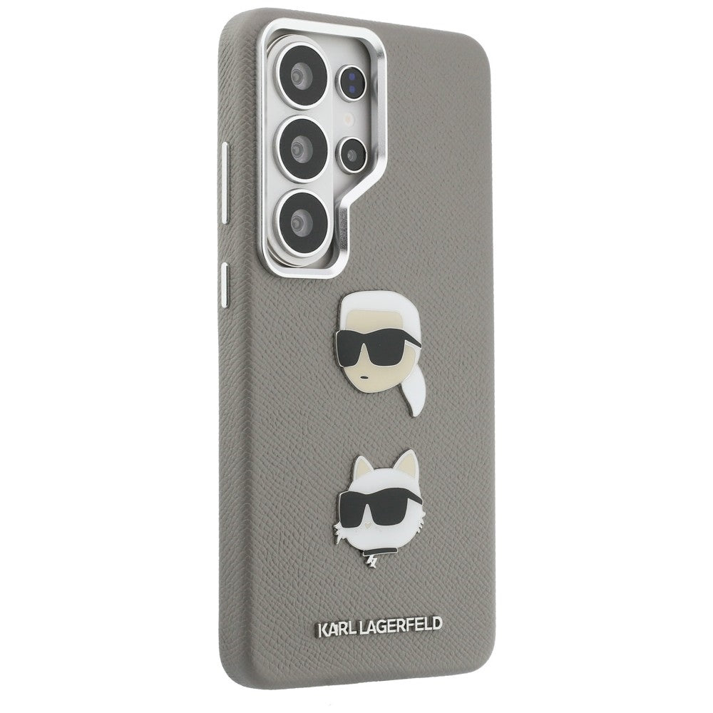 Калъф за Samsung Galaxy S26 Ultra S948, Karl Lagerfeld, Saffiano Karl & Choupette's Head Pin, Сив