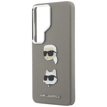 Калъф за Samsung Galaxy S26 Ultra S948, Karl Lagerfeld, Saffiano Karl & Choupette's Head Pin, Сив