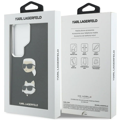 Калъф за Samsung Galaxy S26 Ultra S948, Karl Lagerfeld, Saffiano Karl & Choupette's Head Pin, Черен
