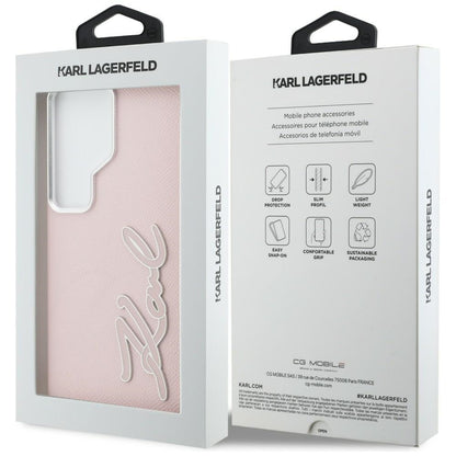 Калъф за Samsung Galaxy S26 Ultra S948, Karl Lagerfeld, Signature Resin Logo, Розов