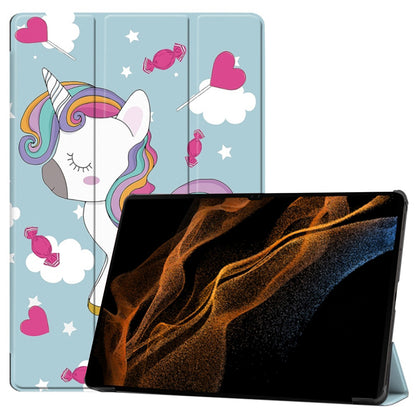 Калъф за Samsung Galaxy Tab S10 Ultra / Tab S9 Ultra / Tab S8 Ultra, Techsuit, FoldPro Unicorn, Многоцветен