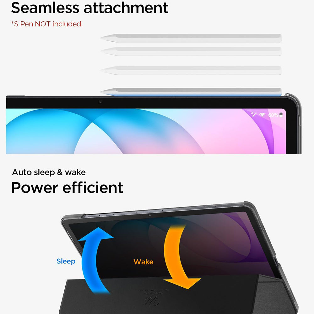 Калъф за Samsung Galaxy Tab S12 Plus, Spigen, Liquid Air Folio, черен ACS11828