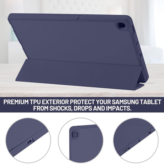 Калъф за Samsung Galaxy Tab S6 Lite (2024) / Tab S6 Lite (2022) / Tab S6 Lite (2020), Techsuit, Flex Trifold, Тъмносин