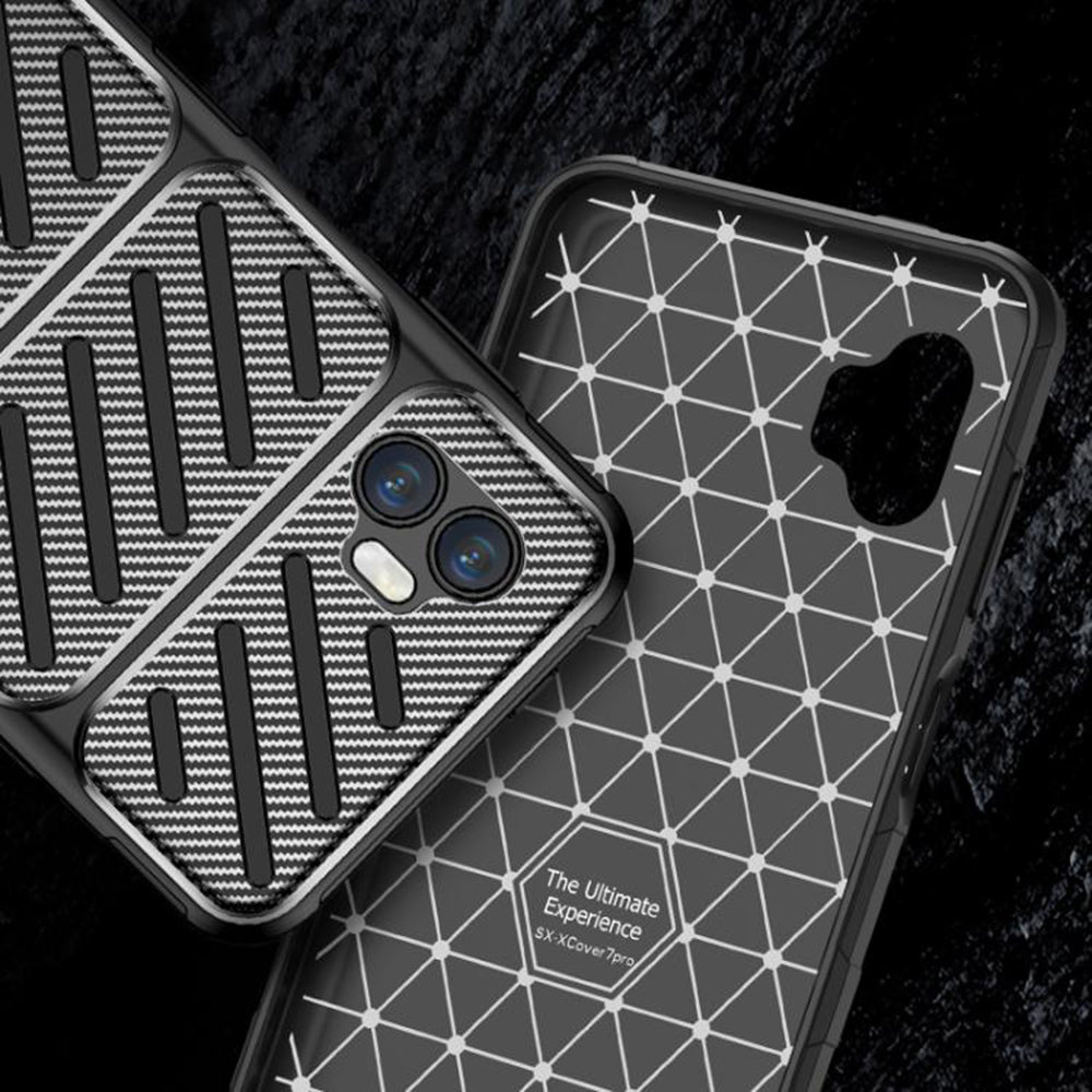 Калъф за Samsung Galaxy XCover7 Pro, Techsuit, CarbonFiber, Черен
