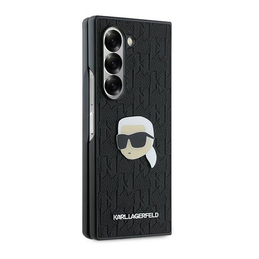 Калъф за Samsung Galaxy Z Fold6 F956, Karl Lagerfeld, Saffiano Monogram Karl's Head Metal, Черен
