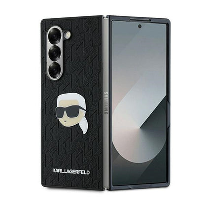 Case for Samsung Galaxy Z Fold6 F956, Karl Lagerfeld, Saffiano Monogram Karl's Head Metal, Black