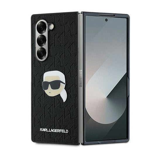 Калъф за Samsung Galaxy Z Fold6 F956, Karl Lagerfeld, Saffiano Monogram Karl's Head Metal, Черен