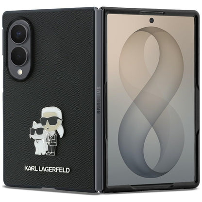 Калъф за Samsung Galaxy Z Fold8 F971, Karl Lagerfeld, Saffiano Karl & Choupette метална игла, черен
