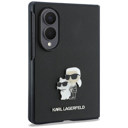 Калъф за Samsung Galaxy Z Fold8 F971, Karl Lagerfeld, Saffiano Karl & Choupette метална игла, черен