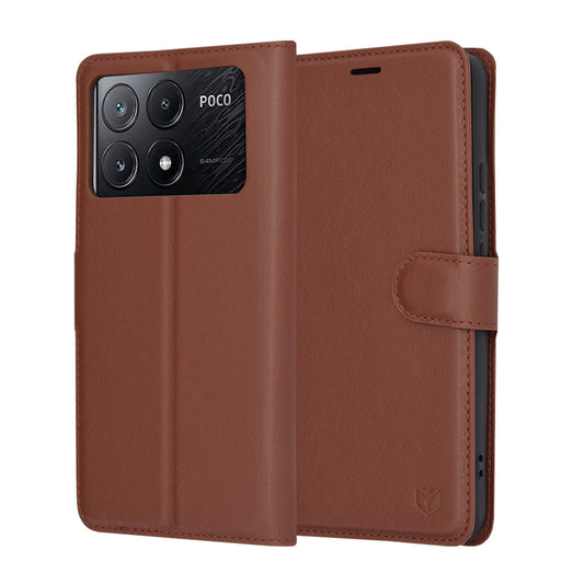 Калъф за Xiaomi Poco X6 Pro, Techsuit, Leather Folio, Кафяв