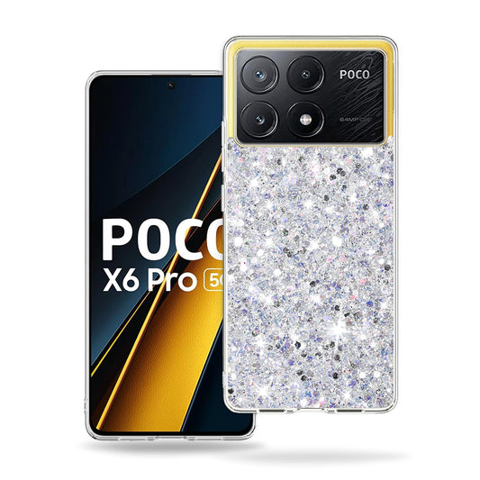 Калъф за Xiaomi Poco X6 Pro, Techsuit, Sparkly Glitter, Бял