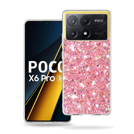 Калъф за Xiaomi Poco X6 Pro, Techsuit, Sparkly Glitter, Розов