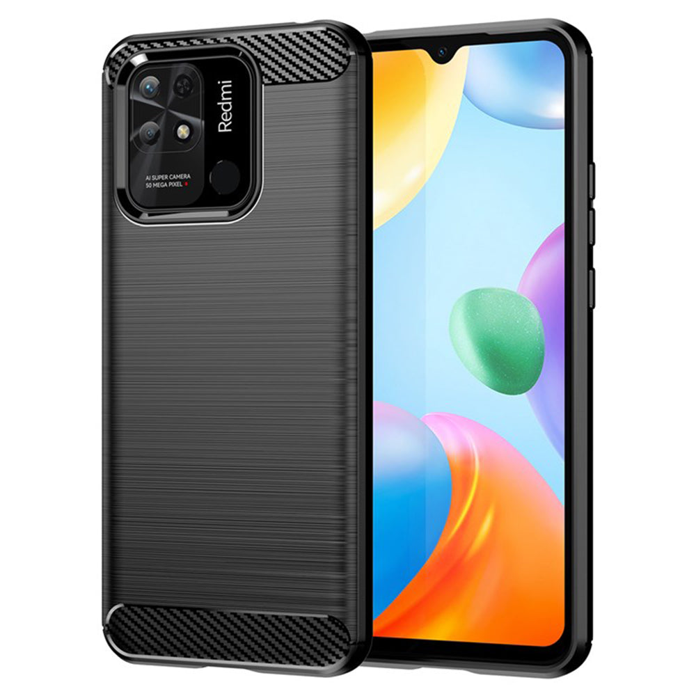 Калъф за Xiaomi Redmi 10C, Techsuit, Карбон, Черен