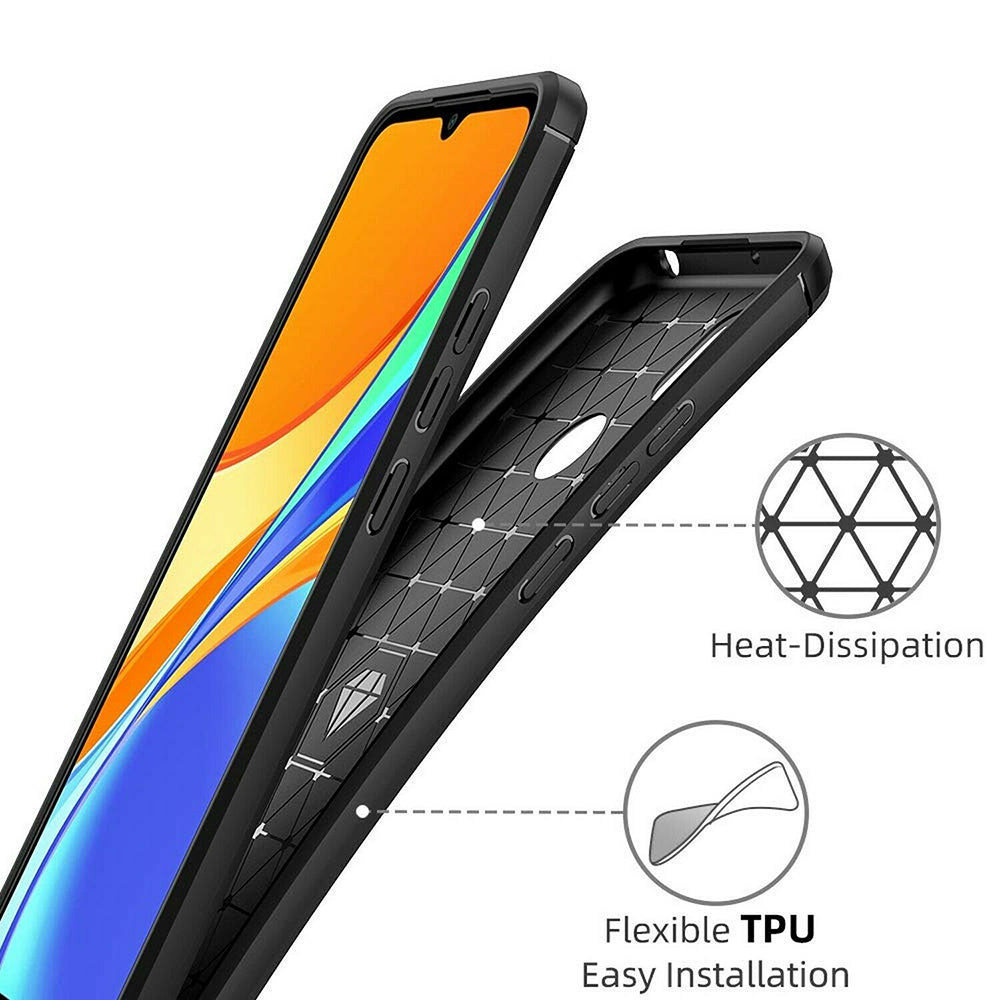 Калъф за Xiaomi Redmi 9C NFC / 9C, Techsuit, Карбон, Черен