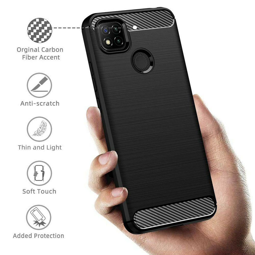Калъф за Xiaomi Redmi 9C NFC / 9C, Techsuit, Карбон, Черен