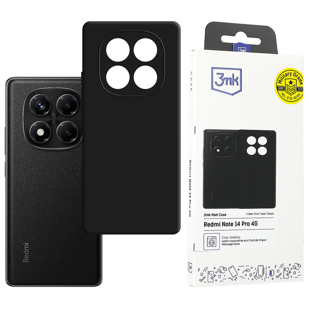 Калъф за Xiaomi Redmi Note 14 Pro 4G, 3MK, Матиран Черен