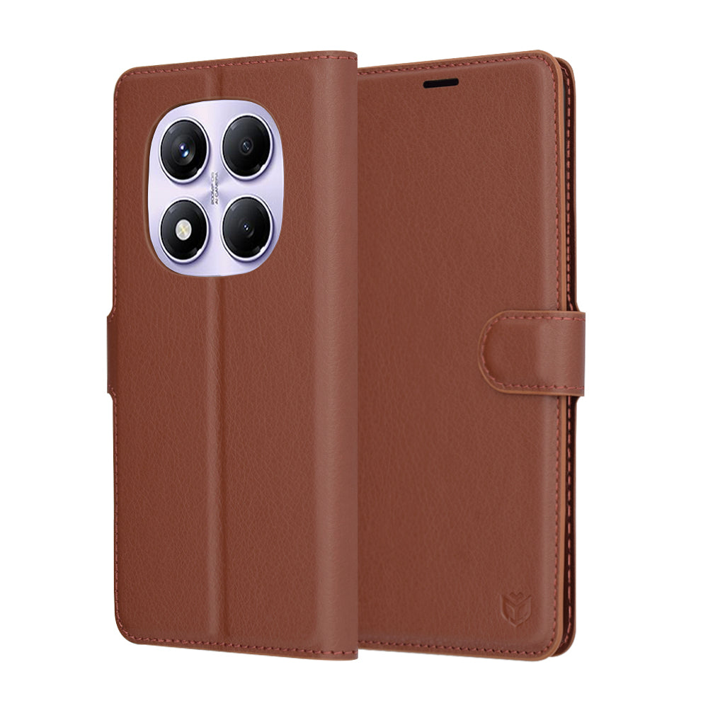 Калъф за Xiaomi Redmi Note 14 Pro 4G, Techsuit, кожен фолио, кафяв