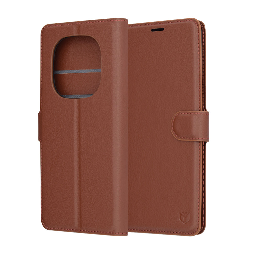 Калъф за Xiaomi Redmi Note 14 Pro 4G, Techsuit, кожен фолио, кафяв
