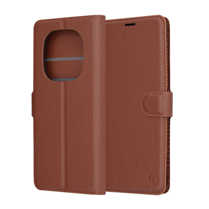 Калъф за Xiaomi Redmi Note 14 Pro 4G, Techsuit, кожен фолио, кафяв