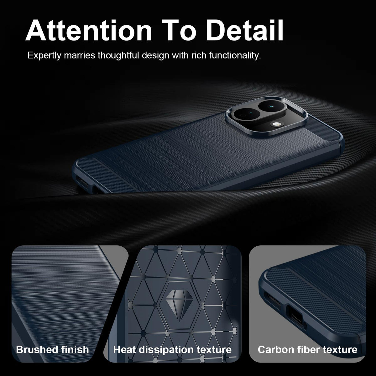 Калъф за Xiaomi Redmi Note 17 Pro, Techsuit, Carbon, синкав
