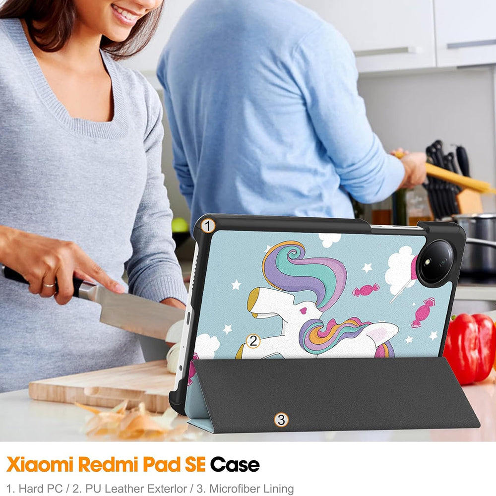 Калъф за Xiaomi Redmi Pad SE 8.7, Techsuit, FoldPro Unicorn, Многоцветен